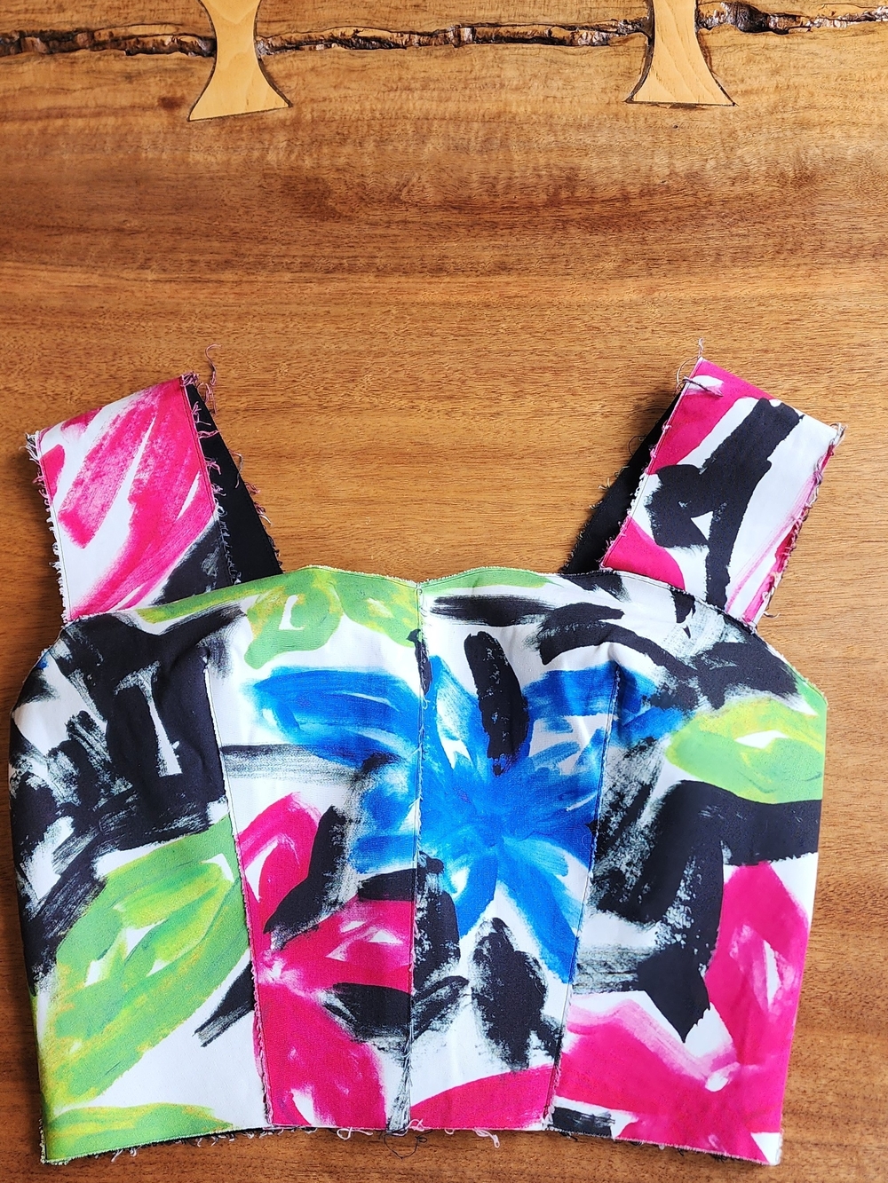 Marni Floral Brushstroke Bustier Crop Top in Pink, Blue & Green Size XS to S - Picture 7 of 13